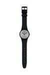 SWATCH Knightliness Silver Shield Black Silicone Strap