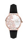 FERENDI STEEL Blossom Crystals Black Leather Strap