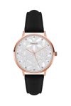 FERENDI STEEL Chrysalis Crystals Black Leather Strap