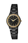 Q&Q Ladies Crystals Black Stainless Steel Bracelet