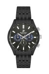 BEVERLY HILLS POLO CLUB Dual Time Black Stainless Steel Bracelet