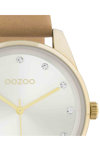 OOZOO Timepieces Crystals Beige Leather Strap