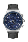 SWATCH Cobalt Lagoon Chronograph Black Leather Strap