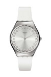 SWATCH Holiday collection Bright Blaze Crystals White Leather Strap