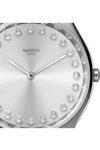 SWATCH Holiday collection Bright Blaze Crystals White Leather Strap