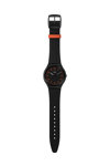 SWATCH Skin Irony Brushed Red Black Rubber Strap