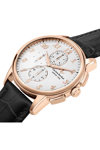 LUCIEN ROCHAT Iconic Chronograph Black Leather Bracelet