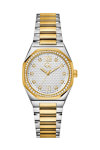 GUESS Collection Coussin Sleek Crystals Two Tone Stainless Steel Bracelet