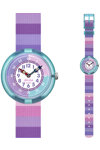 FLIK FLAK Organized Chaos Stripy Purple Plastic Strap