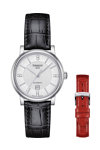 TISSOT T-Classic Carson Premium Diamonds Automatic Black Leather Strap Gift Set