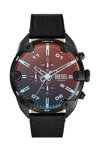 DIESEL Spiked Chronograph Black Leather Strap