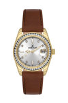 DANIEL KLEIN Crystals Brown Leather Strap