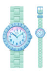 FLIK FLAK Blue Summer Splash with Turqoise Silicone Strap