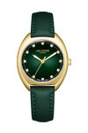 LEE COOPER Crystals Green Leather Strap