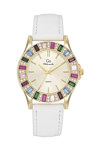 GO Mademoiselle Crystals White Leather Strap