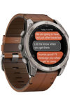 GARMIN Fenix 8 51mm AMOLED Sapphire Titanium with Chestnut Brown Leather Strap