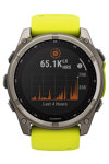 GARMIN Fenix 8 51mm Solar Sapphire Titanium with Amp Yellow Silicone Band (προπαρ.)