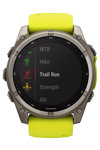 GARMIN Fenix 8 51mm Solar Sapphire Titanium with Amp Yellow Silicone Band (προπαρ.)