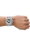 DIESEL Mega Chief Dual Time Silver Stainless Steel Bracelet