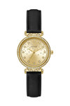 GUESS Enchantment Zircons Black Leather Strap