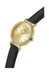 GUESS Enchantment Zircons Black Leather Strap