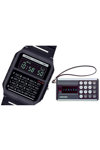 CASIO Vintage Mini Calculator Dual Time Chronograph Black Bio-Resin Strap