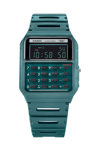 CASIO Vintage Mini Calculator Dual Time Chronograph Turquoise Bio-Resin Strap