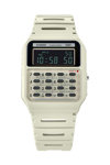 CASIO Vintage Mini Calculator Dual Time Chronograph White Bio-Resin Strap